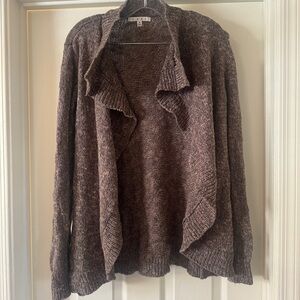Cabi Brown Drape Waterfall Lapel Cardigan